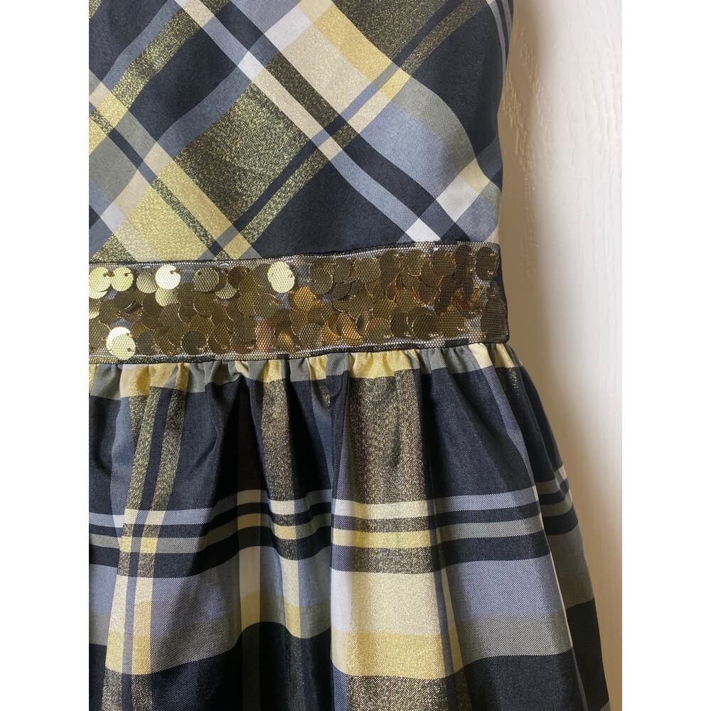 Bonnie Jean Girls Black and Gold Holiday Fit Flare Sequin Party Dress Size 14 - Picture 6 of 10